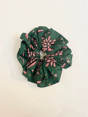 Large Scrunchie in Green and Pink