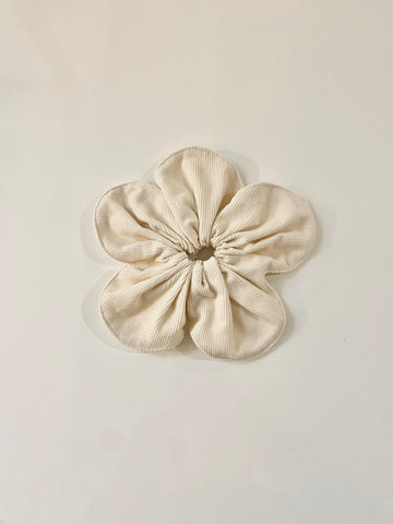 Flower Scrunchie in off White Corduroy