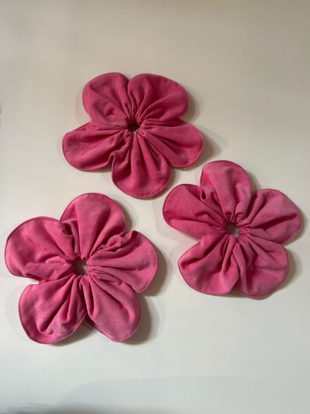Flower Scrunchie in Pink Cord
