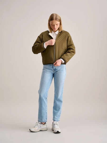 Belay Reversible Jacket in Ecru and Khaki Green
