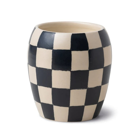 Checkmate Black Checkered Porcelain Candle - Black Fig and Olive