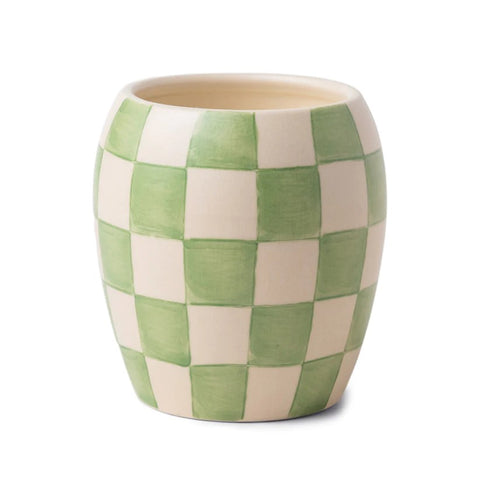 Checkmate Sage Checkered Porcelain Candle - Cactus Flower