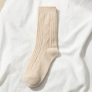 Diamond Wool and Cashmere Socks in Beige