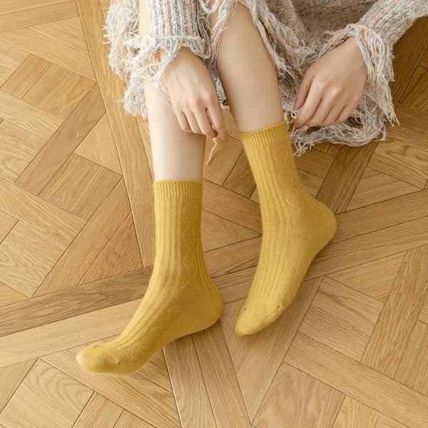 Diamond Wool and Cashmere Socks in Yellow