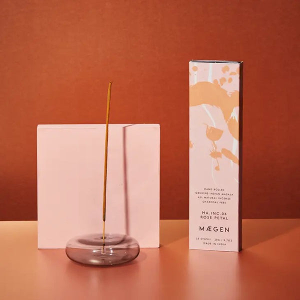Dimple Hand Blown Glass Incense Holder in Grey