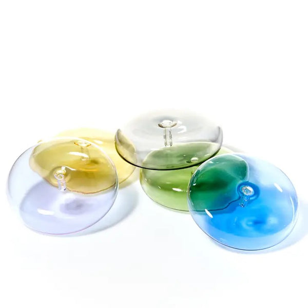 Dimple Hand Blown Glass Incense Holder in Grey
