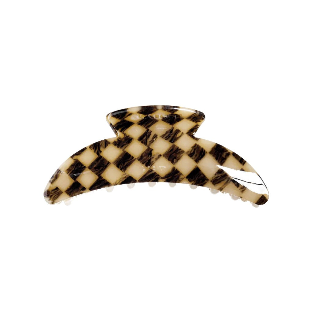 Slim Hair Claw Clip in Faded Checker