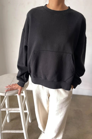 French Terry Poche Top in Black