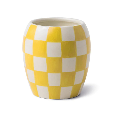 Checkmate Ochre Checkered Porcelain Candle - Golden Amber