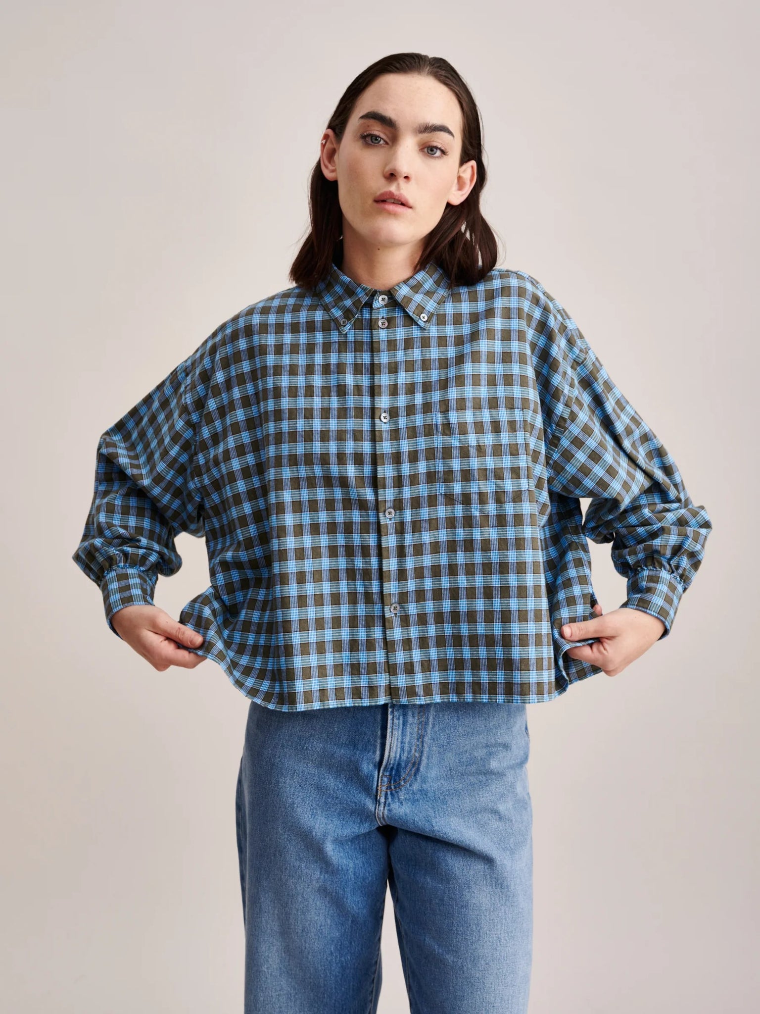 Graff Shirt in Blue & Brown Check