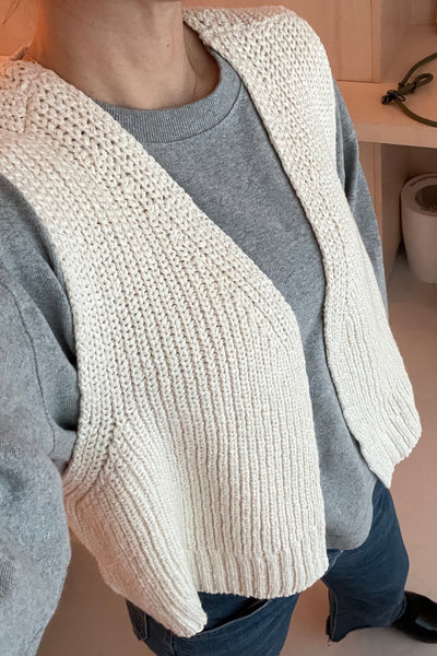 Granny Cotton Sweater Vest in Naturel