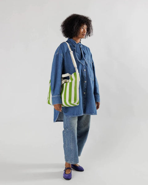 Horizontal Zip Duck Bag in Green Awning Stripe