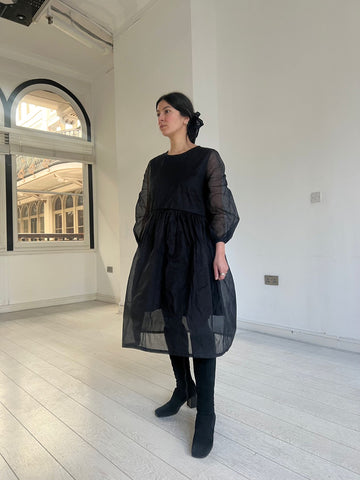 Dale Dress in Black Organdie