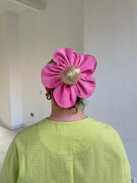 Flower Scrunchie in Pink Cord