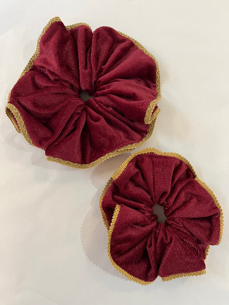 Medium Scrunchie in Dark Cerise Velvet