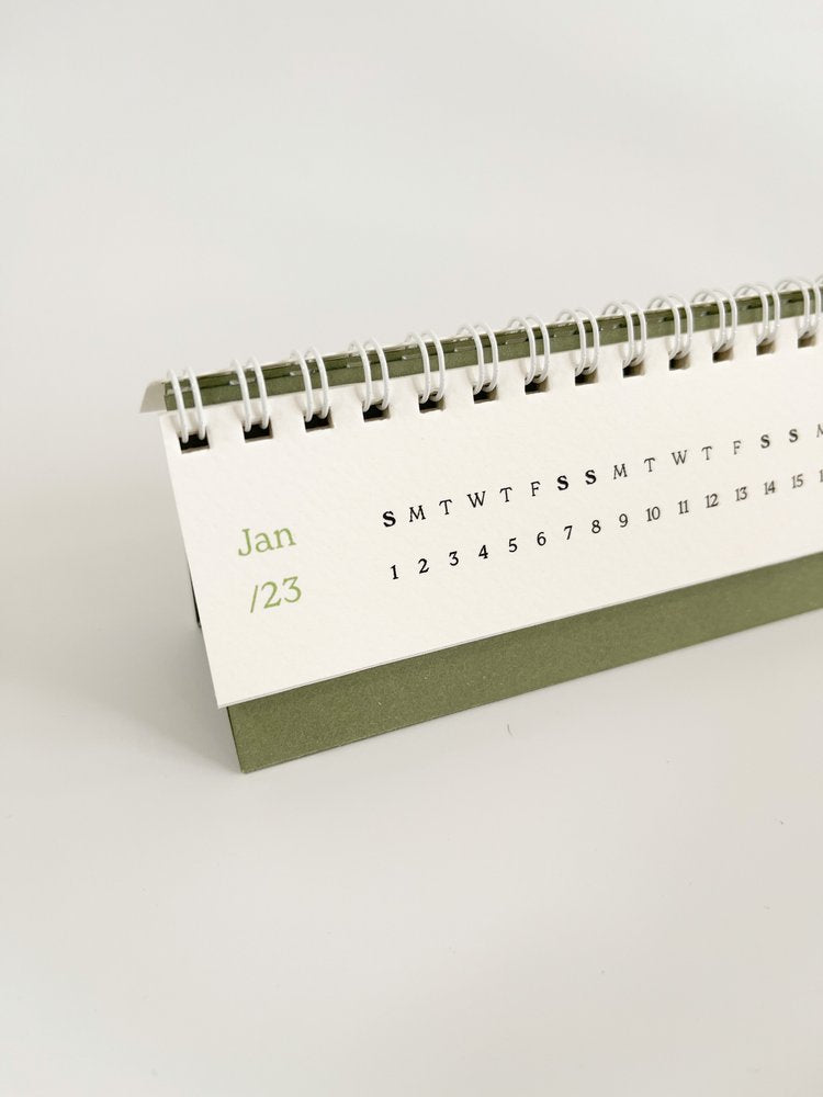 2024 Mini Desk Calendar in Pale Green