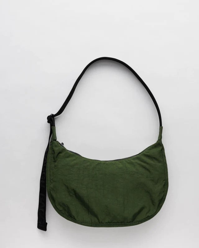 Medium Nylon Crescent Bag in Bay Laurel