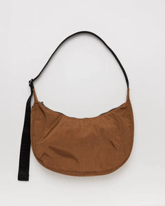 Medium Nylon Crescent Bag in Brown