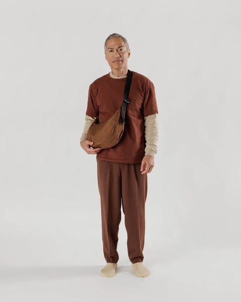 Medium Nylon Crescent Bag in Brown