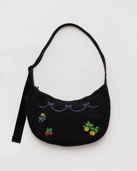 Medium Nylon Crescent Bag in Cross Stitch