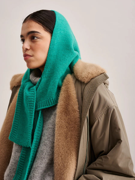 Nansy Knitted Hood in Malachite