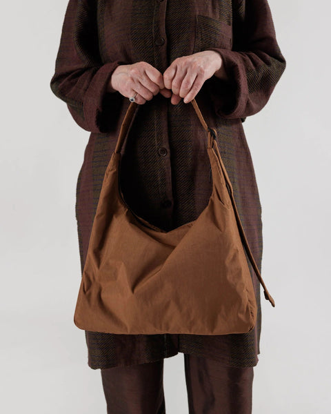 Nylon Shoulder Bag in Brown