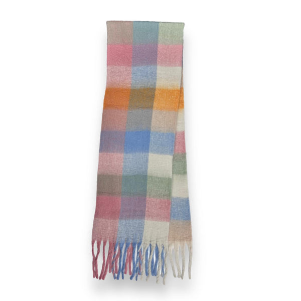 Soft Checked Blanket Winter Scarf in Pastels