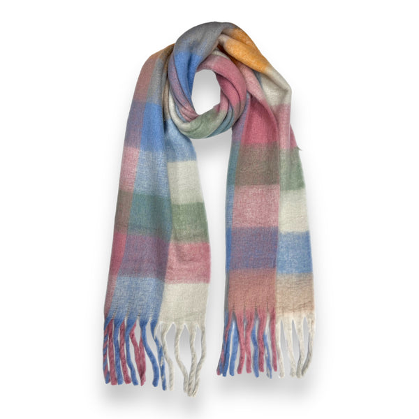 Soft Checked Blanket Winter Scarf in Pastels