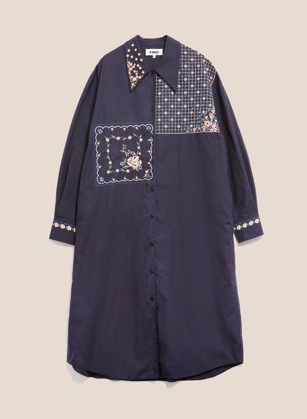 Judy Poplin Dress in Navy