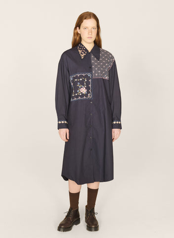 Judy Poplin Dress in Navy