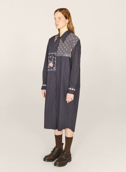 Judy Poplin Dress in Navy