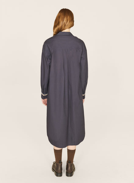 Judy Poplin Dress in Navy