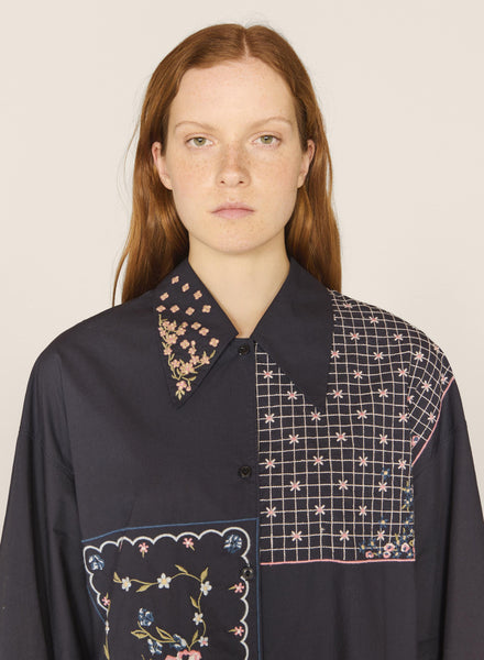 Judy Poplin Dress in Navy
