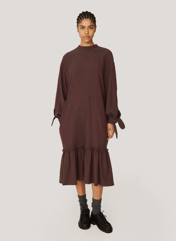 Rushmore Seersucker Dress in Burgundy Check