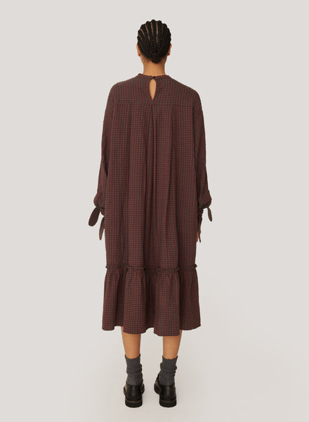 Rushmore Seersucker Dress in Burgundy Check