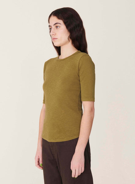 Charlotte Slub Cotton T-Shirt in Olive