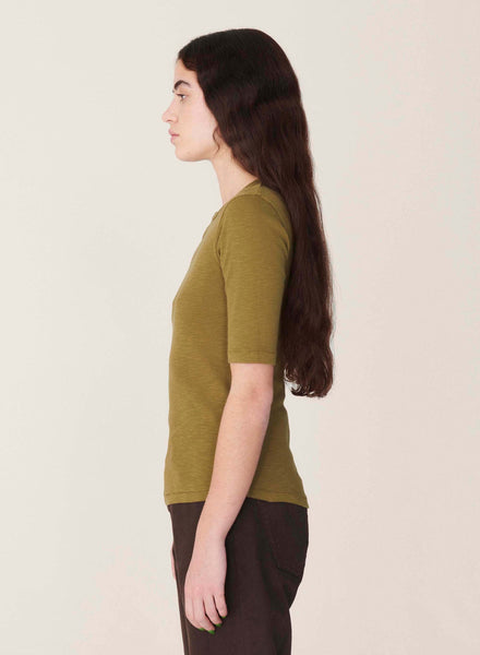 Charlotte Slub Cotton T-Shirt in Olive