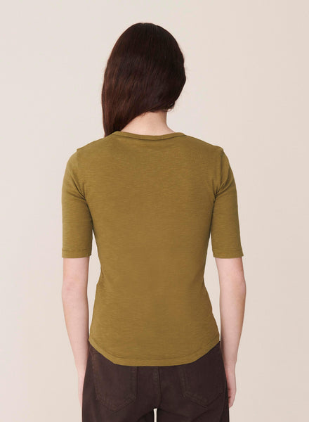 Charlotte Slub Cotton T-Shirt in Olive