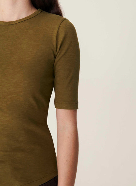 Charlotte Slub Cotton T-Shirt in Olive