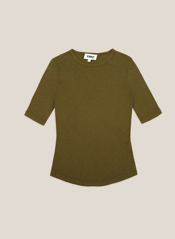 Charlotte Slub Cotton T-Shirt in Olive