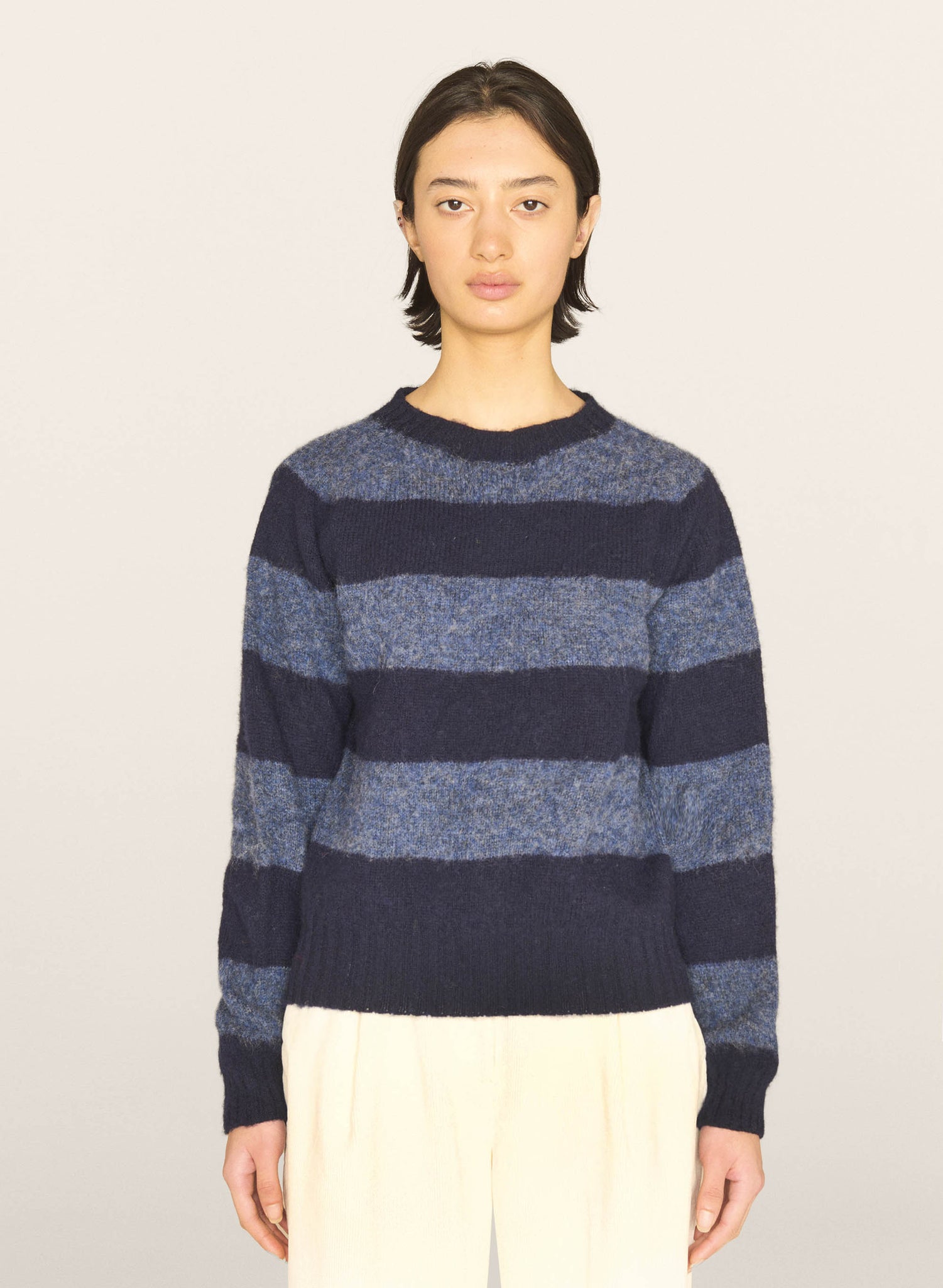 Jets Crew in Navy & Blue Stripe