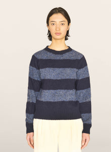 Jets Crew in Navy & Blue Stripe