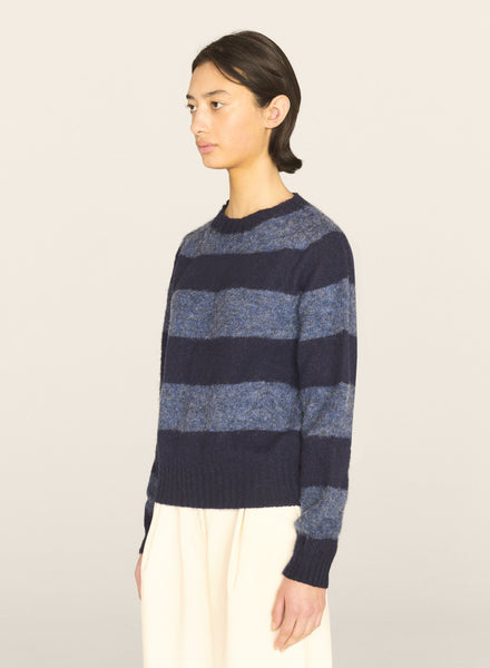 Jets Crew in Navy & Blue Stripe