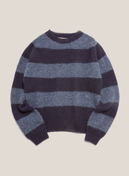 Jets Crew in Navy & Blue Stripe