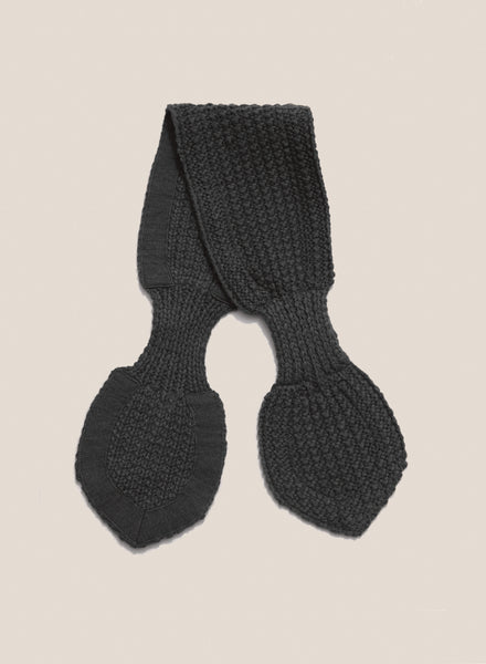 Wool Knitted Scarf in Dark Grey