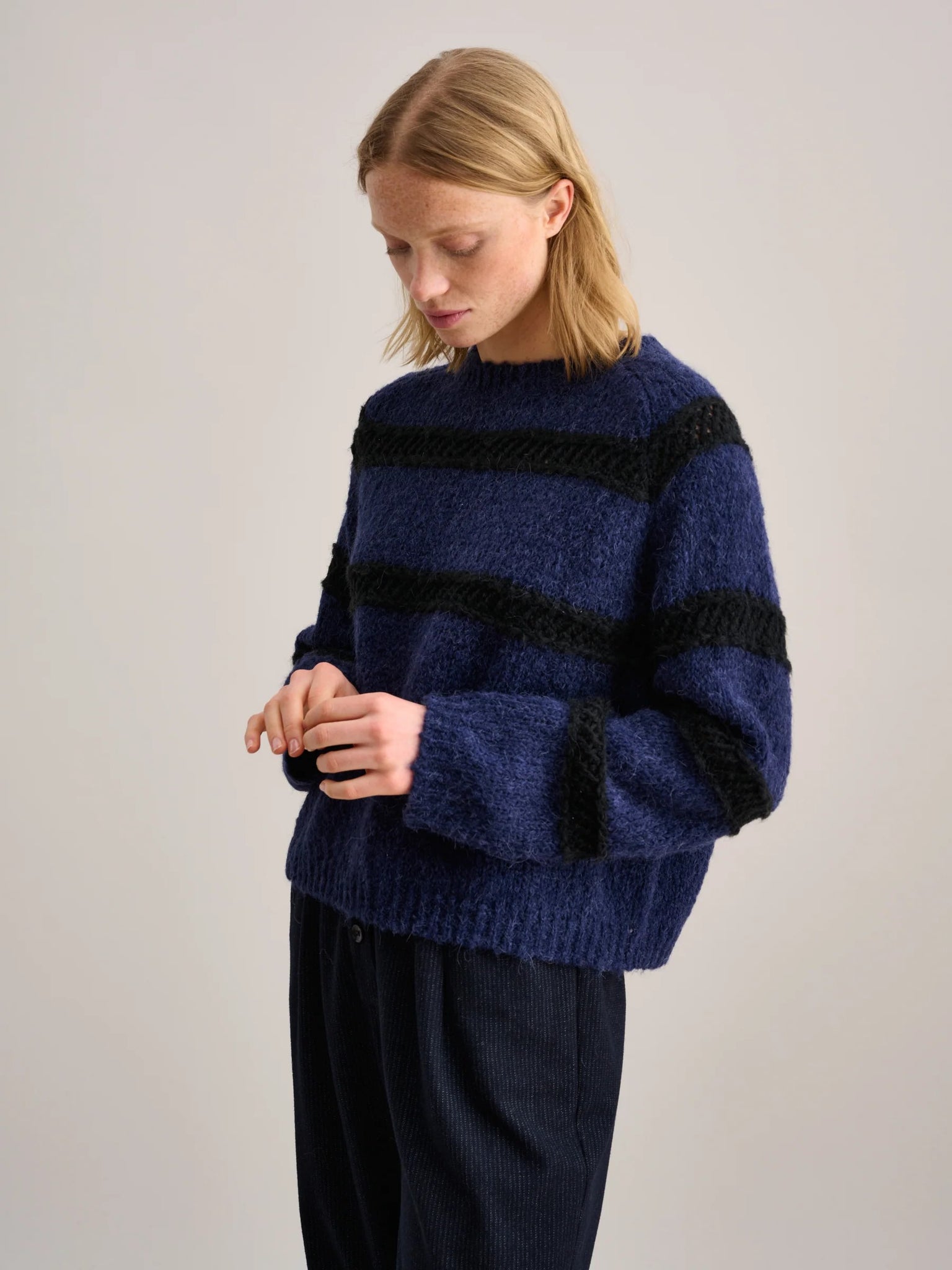 Roft Sweater in Dark Blue and Black Stripe