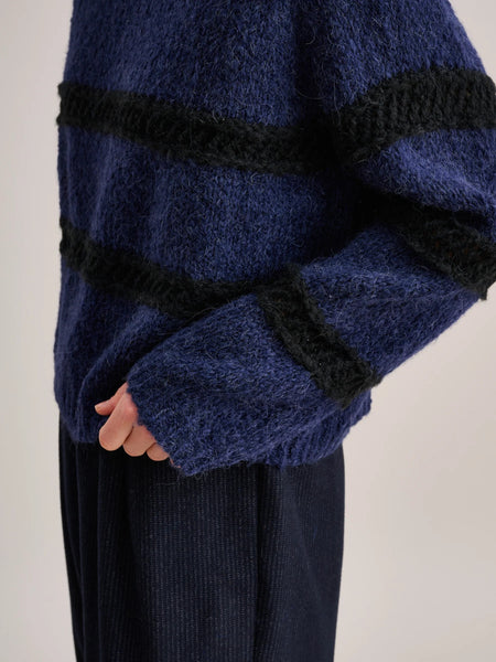 Roft Sweater in Dark Blue and Black Stripe