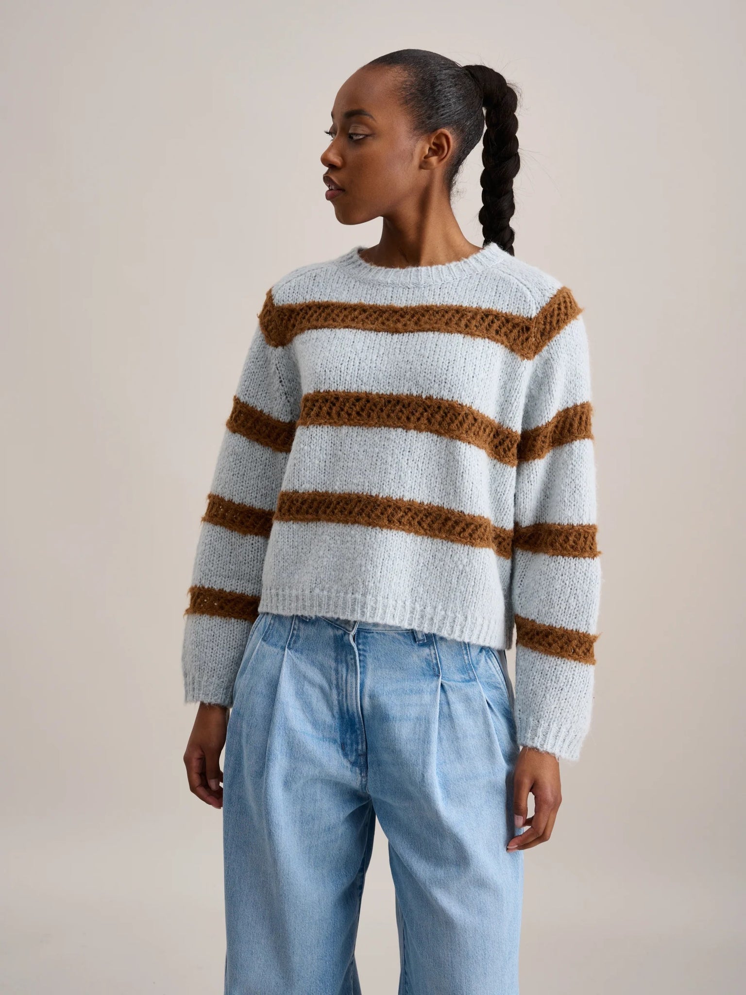 Roft Sweater in Pale Blue and Ginger