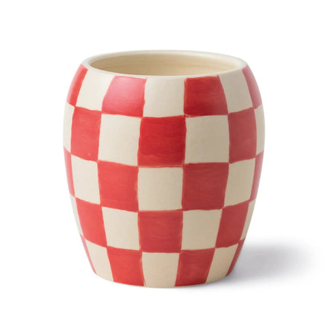 Checkmate Red Checkered Porcelain Candle - Rose and Santal
