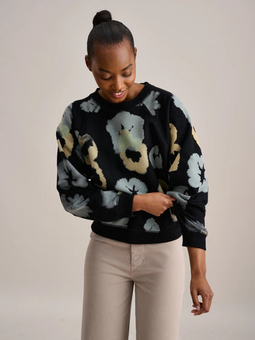 Sello Sweatshirt in Black with All Over Print